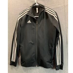 Adidas Jacket Adult Small Black Full Zip Long Sleeve Shirt Mens